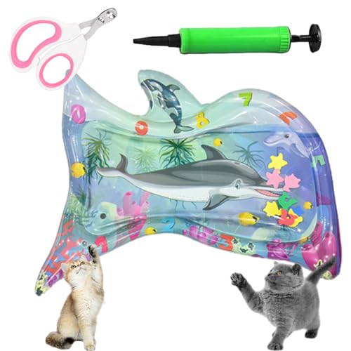 Hunde Spiel Und Kühl Wassermatte, Wassermatte Katzen Kratzfest, Sommer Aufblasbare Sensorische Wasserspielmatte, Interaktives Spielzeug Für Katzen Und Hunde (L:100cm-C) von Uornwz