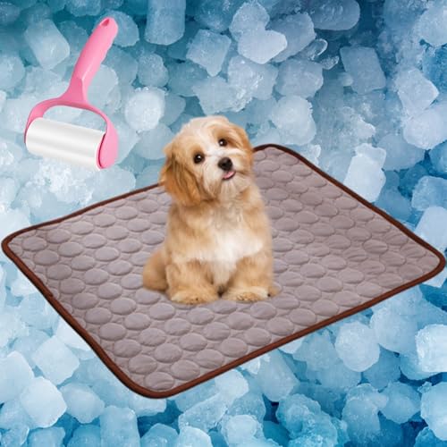 Pfotenfrost Hund Kühlmatte, Pfotenchillrm Dieinnovativekuhlmatte Für Hunde, Nordseepfote Kühlmatte Für Katzen, Sommer Rutschfest Selbstkühlende Hundematte Für Zuhause, Auto (Braun, L(70*55cm)) von Uornwz