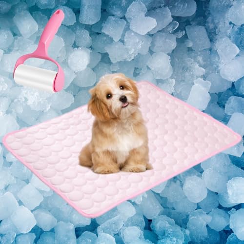Pfotenfrost Hund Kühlmatte, Pfotenchillrm Dieinnovativekuhlmatte Für Hunde, Nordseepfote Kühlmatte Für Katzen, Sommer Rutschfest Selbstkühlende Hundematte Für Zuhause, Auto (Rosa, XS(40*30cm)) von Uornwz