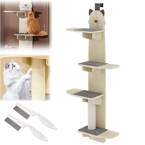 Tür Kratzbaum Katzen, Mehrstufiger Kratzbaum Tür Einhängen, 4-Stufige Katzen Katzenbaum an Der Tür, Stabil Katzenleiter Wandmontage, Zum Aufhängen an Der Door Hängender (Cat) von Uornwz