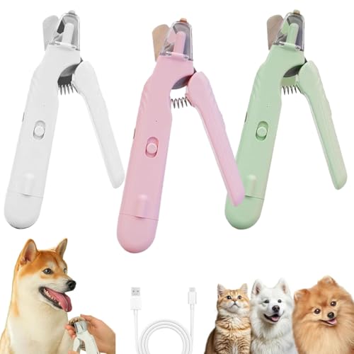 Uornwz The Safetrim by Pupnourish, Pupnourish Nail Trimmer, Krallenschere Für Hunde, Katzen Hunde Krallenschneider, Verletzungsfreies Nagelschneiden, Geräuscharm, Eingebauter Schleifer (3Stück) von Uornwz