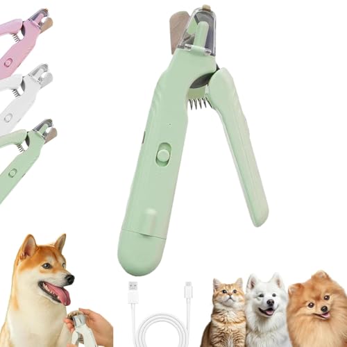 Uornwz The Safetrim by Pupnourish, Pupnourish Nail Trimmer, Krallenschere Für Hunde, Katzen Hunde Krallenschneider, Verletzungsfreies Nagelschneiden, Geräuscharm, Eingebauter Schleifer (Grün) von Uornwz