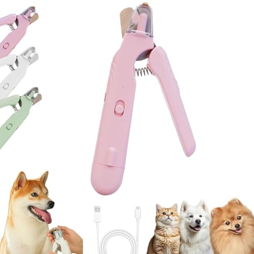 Uornwz The Safetrim by Pupnourish, Pupnourish Nail Trimmer, Krallenschere Für Hunde, Katzen Hunde Krallenschneider, Verletzungsfreies Nagelschneiden, Geräuscharm, Eingebauter Schleifer (Rosa) von Uornwz