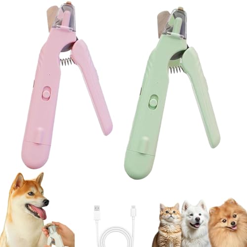 Uornwz The Safetrim by Pupnourish, Pupnourish Nail Trimmer, Krallenschere Für Hunde, Katzen Hunde Krallenschneider, Verletzungsfreies Nagelschneiden, Geräuscharm, Eingebauter Schleifer (Rosa+Grün) von Uornwz