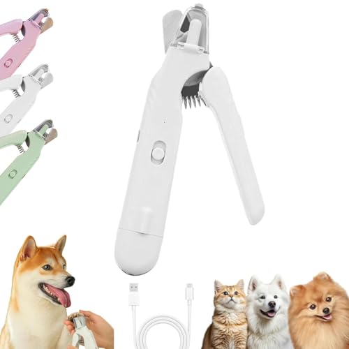 Uornwz The Safetrim by Pupnourish, Pupnourish Nail Trimmer, Krallenschere Für Hunde, Katzen Hunde Krallenschneider, Verletzungsfreies Nagelschneiden, Geräuscharm, Eingebauter Schleifer (Weiß) von Uornwz