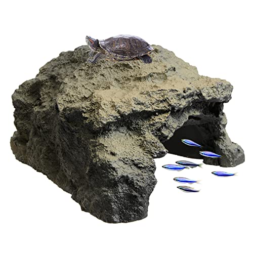 Uotyle Aquarium Höhle Non-Toxic Aquarium Deko Höhle Groß Reptile Terrarium Höhle Versteck Schildkröte Zubehör Aquarium Dekoration Für Schildkröten Axolotl Garnelen von Uotyle