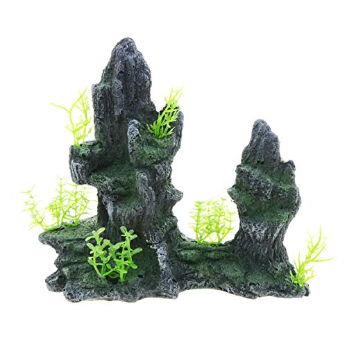 Uotyle Aquarium-Stein-Ornament mit kleinen Pflanzen für kleine Betta-Garnelen zum Schwimmen, Verstecken und Spielen, 17 x 8,1 x 15 cm von Uotyle