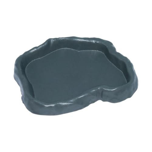 Uotyle Kunststoff-Wasserschale für Reptilien, Schildkrötenzubehör, Terrarium-Dekor-Schalen für Eidechse, Schlange und andere Reptilien, Futterschale (Dunkelgrün, M: 15,5 x 12 x 2 cm) von Uotyle