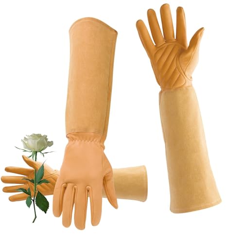 Uozonit Lange Gartenhandschuhe für Damen, lange Gartenhandschuhe, Gantelet | Dornenfeste Handschuhe, langärmlig, pannensicher, mit Schutz für Frauen von Uozonit