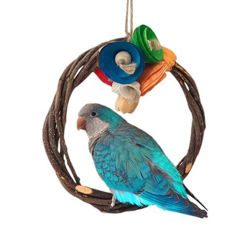 Uozonit Vogelschaukelständer, Vogelseilschaukel | Vogelbarschständer mit natürlicher Rindenstruktur aus,Vogelschaukel-Spaß, Vogelkäfig-Zubehör, bissfester Komfort für Papageien, Wellensittiche, von Uozonit