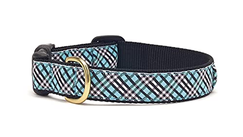 Bis Country Aqua kariert Hunde Halsband, XL (Wide), blau von Up Country