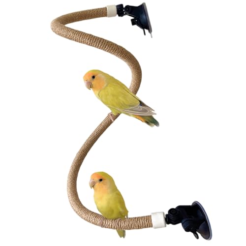 Bird Seil Barch, 39 Zoll biegbares Hanfseilpapagei mit Saugbecher, Vogelspielzeug für Papageien Klettern Bird Birdcage Accessoires Bird Seil Barch, 39 Zoll biegbares Hanfseilpapagei mit Saugbecher, Vogelspielzeug für Papageien Klettern Bird Birdcage Accessoires von Upiulote
