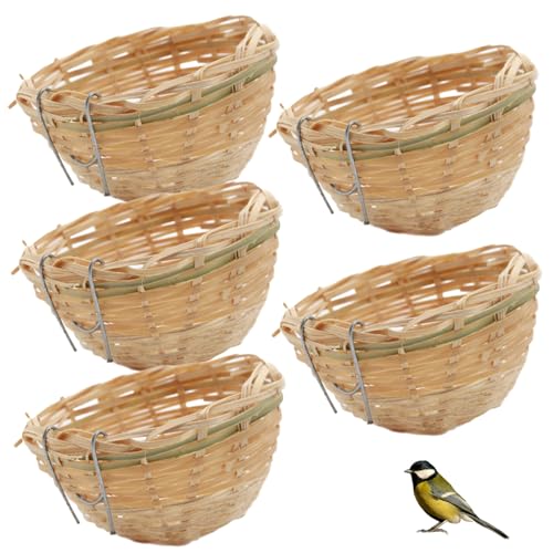 Upiulote 5pcs Bird Nest, Bambus gewebtes Vogelnest für Käfig, natruales und sicheres Haus, leichte Zuchtkäfigruhe für Selittel Cockatiel Lovebird Finch Canarybird Upiulote 5pcs Bird Nest, Bambus gewebtes Vogelnest für Käfig, natruales und sicheres Haus, leichte Zuchtkäfigruhe für Selittel Cockatiel Lovebird Finch Canarybird von Upiulote