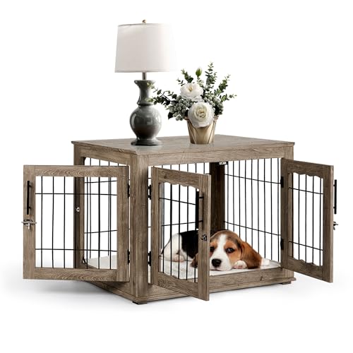 Upolana Hundekäfig mit Kissen, Holztisch mit 2 Schubladen, 3 Türen, Hundehütte, Hundehaus, Hundekäfig, Beistelltisch Upolana Hundekäfig mit Kissen, Holztisch mit 2 Schubladen, 3 Türen, Hundehütte, Hundehaus, Hundekäfig, Beistelltisch von Upolana