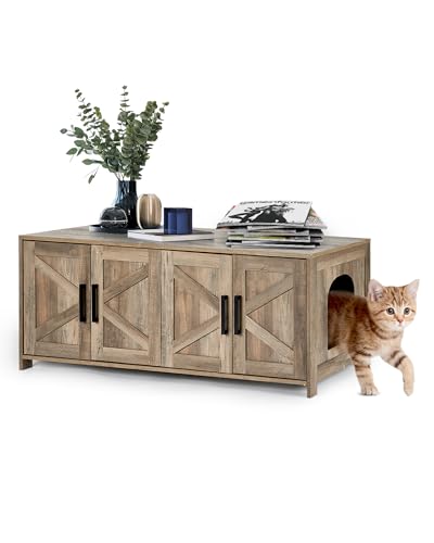 Upolana Katzentoiletten-Gehäuse, stilvolle große versteckte Katzentoilette Möbel mit abnehmbarer Trennwand, Beistelltisch aus Holz, 121,9 x 50,8 x 50,8 cm, Greige Upolana Katzentoiletten-Gehäuse, stilvolle große versteckte Katzentoilette Möbel mit abnehmbarer Trennwand, Beistelltisch aus Holz, 121,9 x 50,8 x 50,8 cm, Greige von Upolana