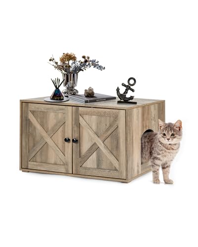 Upolana Katzentoiletten-Gehege, stilvolle versteckte Katzentoilette Möbel mit Trennwand, Holz, Haustierhaus, Beistelltisch, 81,3 x 53,3 x 50,8 cm, Greige Upolana Katzentoiletten-Gehege, stilvolle versteckte Katzentoilette Möbel mit Trennwand, Holz, Haustierhaus, Beistelltisch, 81,3 x 53,3 x 50,8 cm, Greige von Upolana