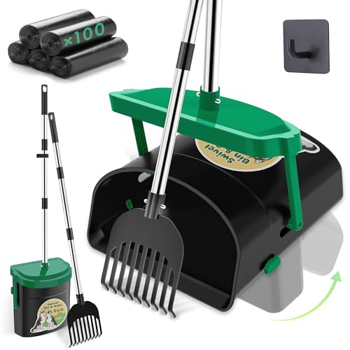 UPSKY Hundekotschaufel, drehbarer Mülleimer und Rechen, Set mit 100 Kotbeuteln, 84,8 cm, Edelstahl, langer Griff, robuste Haustierkotschaufel für große, mittelgroße und kleine Hunde, geruchsdichter UPSKY Hundekotschaufel, drehbarer Mülleimer und Rechen, Set mit 100 Kotbeuteln, 84,8 cm, Edelstahl, langer Griff, robuste Haustierkotschaufel für große, mittelgroße und kleine Hunde, geruchsdichter von Upsky