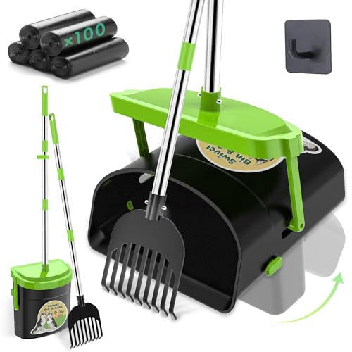 UPSKY Hundekotschaufel, drehbarer Mülleimer und Rechen, Set mit 100 Kotbeuteln, 84,8 cm, Edelstahl, langer Griff, robuste Haustierkotschaufel für große, mittelgroße und kleine Hunde, geruchsdichter UPSKY Hundekotschaufel, drehbarer Mülleimer und Rechen, Set mit 100 Kotbeuteln, 84,8 cm, Edelstahl, langer Griff, robuste Haustierkotschaufel für große, mittelgroße und kleine Hunde, geruchsdichter von Upsky