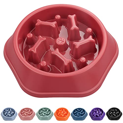 UPSKY Slow Feeder Dog Bowl Anti-Chocking Slower Feeding Dog Puzzle Bowl, Interactive Bloat Stop Dog Food Bowl Dishes Non-Slide Dog Lick Treat Bowl for Small Medium Dogs (Red) von Upsky