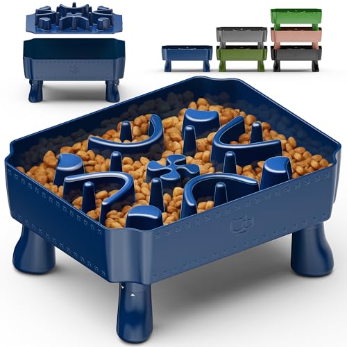 UPSKY Slow Feeder Hundenapf, 2-in-1 erhöhter Hundenapf mit Anti-Erstickungs-Labyrinth-Puzzle, 2-6 Tassen Tierfutter für kleine & mittelgroße Rassen, interaktiver Haustier-Futterspender zum langsamen von Upsky