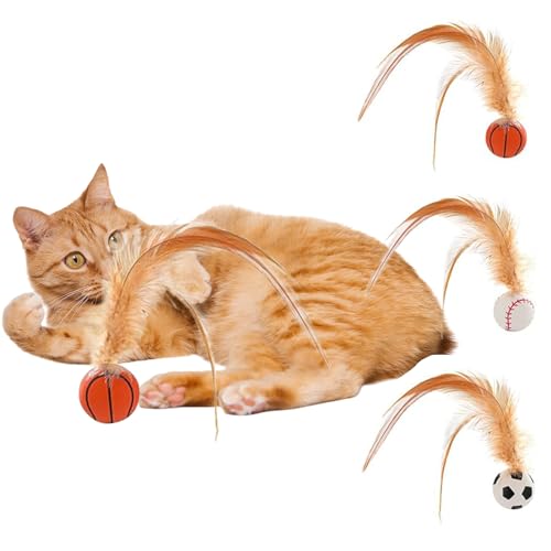 UptVin 3 Stück Katzenspielzeug Ball, Interaktives Katzenspielzeug mit Federn Hochelastischer Katzen Spielzeug Feder Ball Katzenbälle für Bewegung und Jagdinstinkt UptVin 3 Stück Katzenspielzeug Ball, Interaktives Katzenspielzeug mit Federn Hochelastischer Katzen Spielzeug Feder Ball Katzenbälle für Bewegung und Jagdinstinkt von UptVin