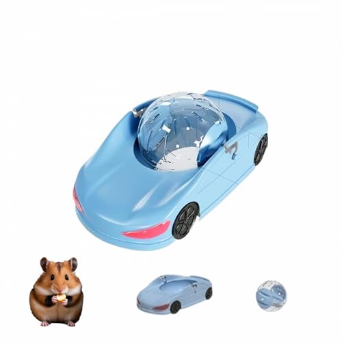 Hamster Laufball & Rad 3-in-1 Spaßspielzeug - Transparenter Gymnastikball mit Dreifachmodi, Interaktives Hamster-Autospielzeug für kleine Haustiere (Blau) von Uptiar