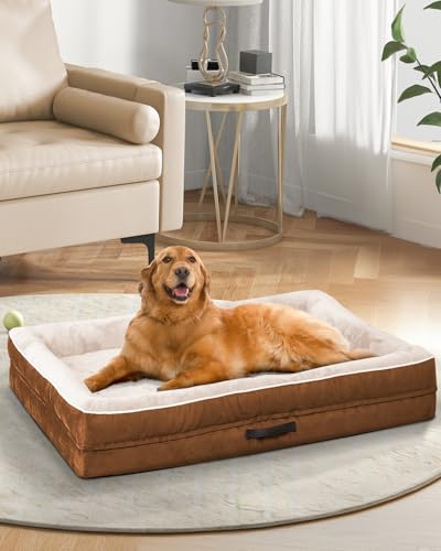 Upvilla Orthopädisches Bett für Hunde, Braun, Größe XL (117,8 x 76,2 x 10,2 cm) von Upvilla