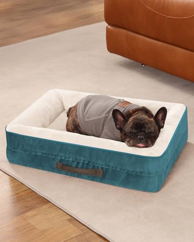 Upvilla Orthopädisches Hundebett mittelgroße Hunde, Hundekorb Waschbar mit Eierförmiger Kistenschaum，Wasserdicht Hundesofa mit rutschfeste Unterseite und Vierseitiges Kissen (Blau, 61x46x15cm) von Upvilla