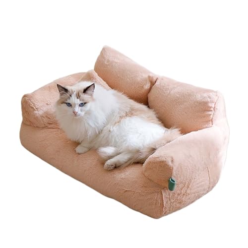 UqAbs Soft Calming Cat Sofa Beds,Calming Pet Sofa,Pearl Cotton Pet Dog Bed with Removable Washable Cover,Fluffy Plush Pet Sofa for Small,Medium Dogs (Color : Beige, Size : XL) von UqAbs