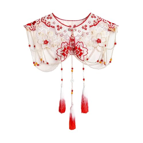 Han Outfit, Kragen, Schulterumhang, Stickerei, Blume, Quasten, Collal für Pferde, Rock, Kulturveranstaltungen, Kostüm-Zubehör, Pferdegesicht, Rock, Zubehör von Uqezagpa