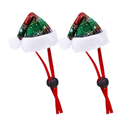 Kostüm für kleine Rassen, Weihnachtsmannmütze, kariert, Party, Kopfbedeckung, Hunde, Katzen, Festival, Cosplay, Zubehör, 2 Stück, Kleintiere, Weihnachten von Uqezagpa