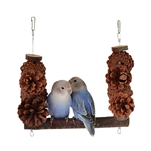 Papageien-Sitzstange aus Holz für kleine Vögel, Schaukel aus natürlichem Holz, mit Kiefer-Metallkette und Haken, für Sittiche, Vogelkauspielzeug, Holz für Nymphensittiche, Sittiche, Sittiche, Papageien-Sitzstange aus Holz für kleine Vögel, Schaukel aus natürlichem Holz, mit Kiefer-Metallkette und Haken, für Sittiche, Vogelkauspielzeug, Holz für Nymphensittiche, Sittiche, Sittiche, von Uqezagpa
