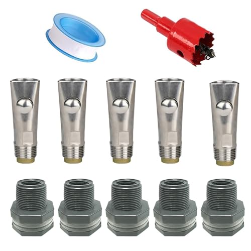 Uqezagpa 5 x automatische Edelstahl-Schweine-Bewässerungsnippel mit Bohrer für einfache Installation und Wartung, Bauernhof von Uqezagpa