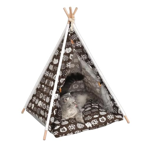 Uqezagpa Abnehmbares Katzenzelt Bett Indoor Katzen Haus Spielzelt für kleine Hunde Katzen Leinwand Shelter House Pet Uqezagpa Abnehmbares Katzenzelt Bett Indoor Katzen Haus Spielzelt für kleine Hunde Katzen Leinwand Shelter House Pet von Uqezagpa