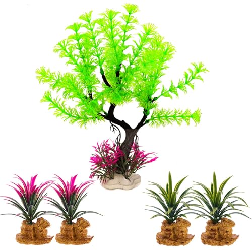 Uqezagpa Aquarien Dekoration Realistische Wasserpflanze Simulation Moosbaum mit Basis für verschiedene Aquarien Landschaft von Uqezagpa