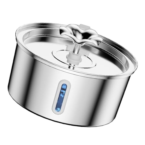 Uqezagpa Automatischer Katzen Trinkbrunnen Leise Hund Tränkenapf Edelstahl Wasserspender 2,6L Wasserfilterung von Uqezagpa