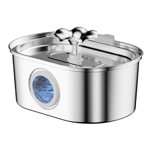 Uqezagpa Automatischer Katzen Trinkbrunnen Leise Hund Tränkenapf Edelstahl Wasserspender 2,6L Wasserfilterung von Uqezagpa