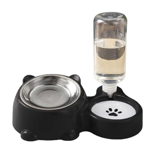 Uqezagpa Erhöhte Futterspender für Haustiere mit abnehmbarem Edelstahlnapf und automatischem Wasserspender von Uqezagpa