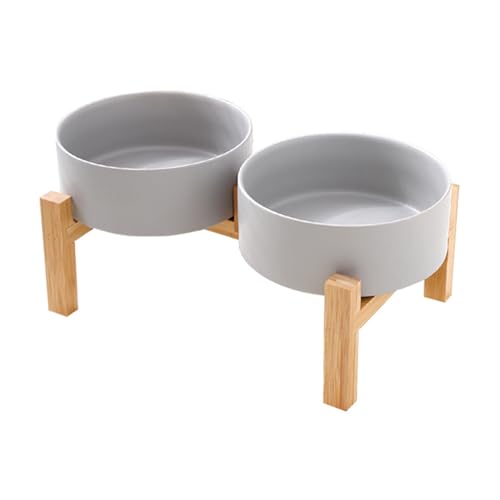 Uqezagpa Erhöhtes Keramik-Hundenapf-Set mit stabilem Holzständer, rutschfestes Design, Doppelnapf, Wasserfutter, Futterstation Uqezagpa Erhöhtes Keramik-Hundenapf-Set mit stabilem Holzständer, rutschfestes Design, Doppelnapf, Wasserfutter, Futterstation von Uqezagpa