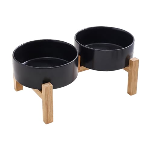 Uqezagpa Erhöhtes Keramik-Hundenapf-Set mit stabilem Holzständer, rutschfestes Design, Doppelnapf, Wasserfutter, Futterstation Uqezagpa Erhöhtes Keramik-Hundenapf-Set mit stabilem Holzständer, rutschfestes Design, Doppelnapf, Wasserfutter, Futterstation von Uqezagpa