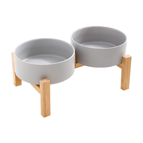 Uqezagpa Erhöhtes Keramik-Hundenapf-Set mit stabilem Holzständer, rutschfestes Design, Doppelnapf, Wasserfutter, Futterstation Uqezagpa Erhöhtes Keramik-Hundenapf-Set mit stabilem Holzständer, rutschfestes Design, Doppelnapf, Wasserfutter, Futterstation von Uqezagpa