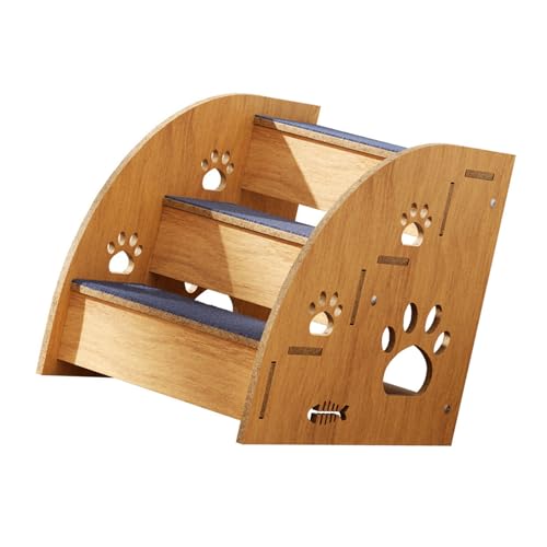 Uqezagpa Haustiertreppe aus Holz für kleine Hunde, Katzen und ältere Haustiere, mit rutschfesten Teppichoberflächen für hohe Couch von Uqezagpa