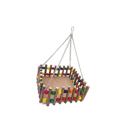 Uqezagpa Kleine Hängematte aus Holz mit Metallrahmen für Nymphensittiche und Eichhörnchen, Käfigübungen Uqezagpa Kleine Hängematte aus Holz mit Metallrahmen für Nymphensittiche und Eichhörnchen, Käfigübungen von Uqezagpa