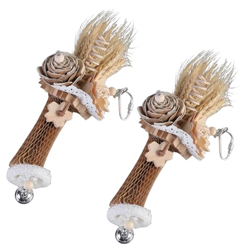 Uqezagpa Kleintier Kauspielzeug für Vogel Papageien Kauspielzeug Holz Blume Spielzeug zum Kauen Zähne Schleifen von Uqezagpa