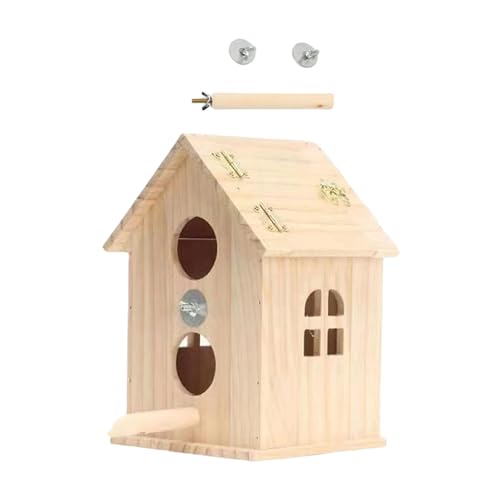 Uqezagpa Vogel-Nistkasten aus Naturholz für den Außenbereich, Dekoration für Papageien, Vogelhäuser für Balkon oder Garten Uqezagpa Vogel-Nistkasten aus Naturholz für den Außenbereich, Dekoration für Papageien, Vogelhäuser für Balkon oder Garten von Uqezagpa