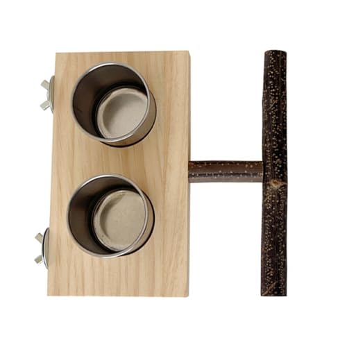Uqezagpa Vogelfutterstation aus Holz, für Papageien, Käfig, Unterhaltung für Papageien, Ständer, Sitzstange, Futter und Wasser von Uqezagpa