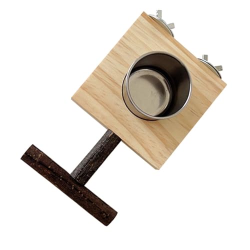 Uqezagpa Vogelfutterstation aus Holz, für Papageien, Käfig, Unterhaltung für Papageien, Ständer, Sitzstange, Futter und Wasser von Uqezagpa