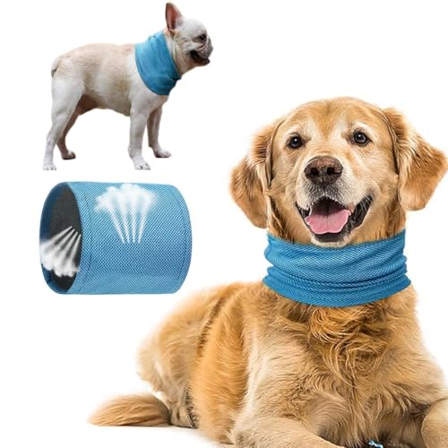 Uqingo Kühlhalsband für Hunde, Halstücher Kühlend, Kühlendes Hundehalsband Kühlend, Sommer Kühlung Hundehalstuch, Bandana Hunde Halstücher für Kühlhunde im Sommer, Blau (M) von Uqingo