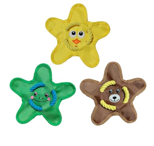 Uran Mall 3 Stück sternförmiges Hundespielzeug mit Quietscher, interaktives Wurffrisbee-Spielzeug für Hunde, Oxford-Gewebe, 23 cm, Seilgriff Uran Mall 3 Stück sternförmiges Hundespielzeug mit Quietscher, interaktives Wurffrisbee-Spielzeug für Hunde, Oxford-Gewebe, 23 cm, Seilgriff von Uran Mall