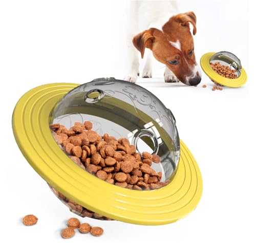 Uran Mall Dog Planet Interaktiver Leckerli-Spender, Spielzeug, UFO-förmiger Futter-Puzzle-Ball, 16,4 cm Durchmesser von Uran Mall